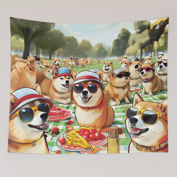 Item preview, Shiba Picnic Party designed and sold by ONYX Pixee.