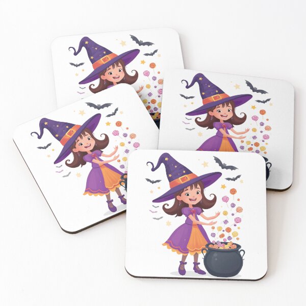 Item preview, Cute Halloween Witch with Candy Cauldron – Kawaii Trick or Treat Design designed and sold by snoezelstudio.
