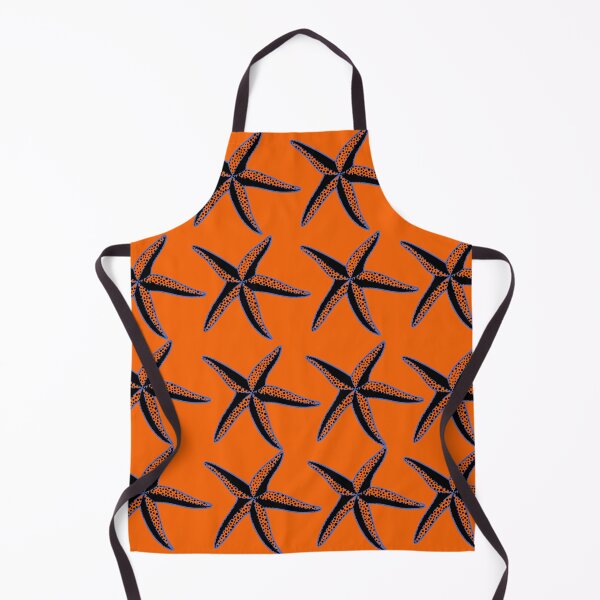Item preview, Starfish Seamless Pattern – Black Starfish on Bright Orange Background designed and sold by Cultradesign.