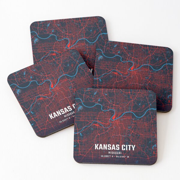Item preview, Kansas City Red & Blue Minimalist Map designed and sold by HomeLivingCo.