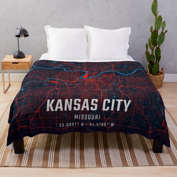 Item preview, Kansas City Red & Blue Minimalist Map designed and sold by HomeLivingCo.