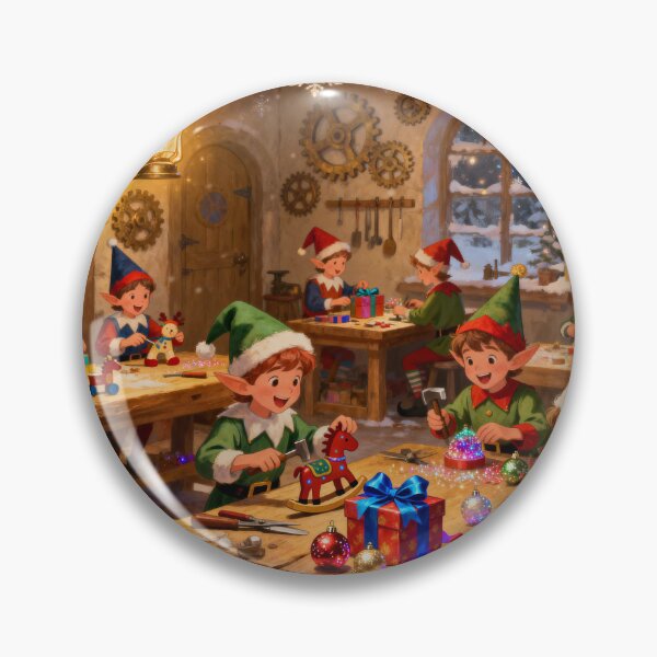 Item preview, Santa’s Workshop Cheerful Elves Making Toys at Christmas designed and sold by acceleratorhams.