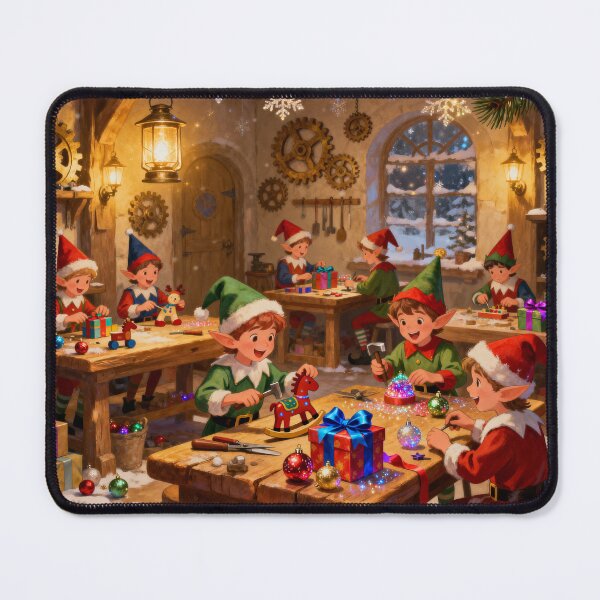 Item preview, Santa’s Workshop Cheerful Elves Making Toys at Christmas designed and sold by acceleratorhams.