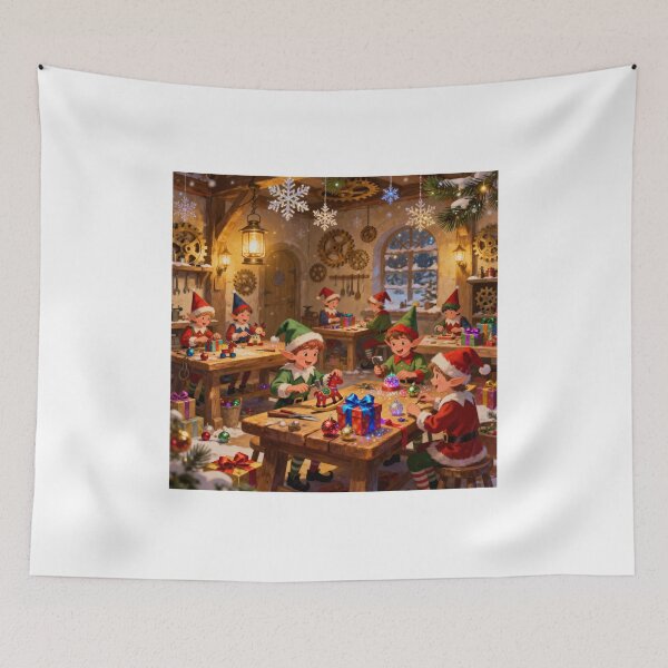Item preview, Santa’s Workshop Cheerful Elves Making Toys at Christmas designed and sold by acceleratorhams.