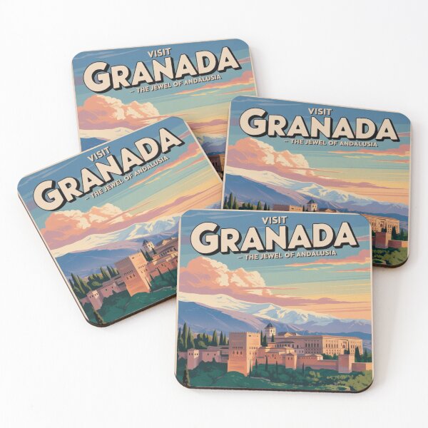 Item preview, Visit Granada Vintage Travel Poster | Alhambra and Sierra Nevada Art designed and sold by Timeless Design.