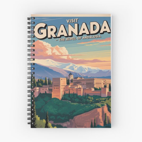 Item preview, Visit Granada Vintage Travel Poster | Alhambra and Sierra Nevada Art designed and sold by Timeless Design.