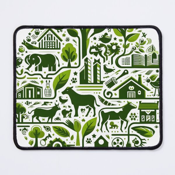 Item preview, Eco-Friendly Green Life Illustration with Nature and Farm Icons. designed and sold by The-T-In-Retro.