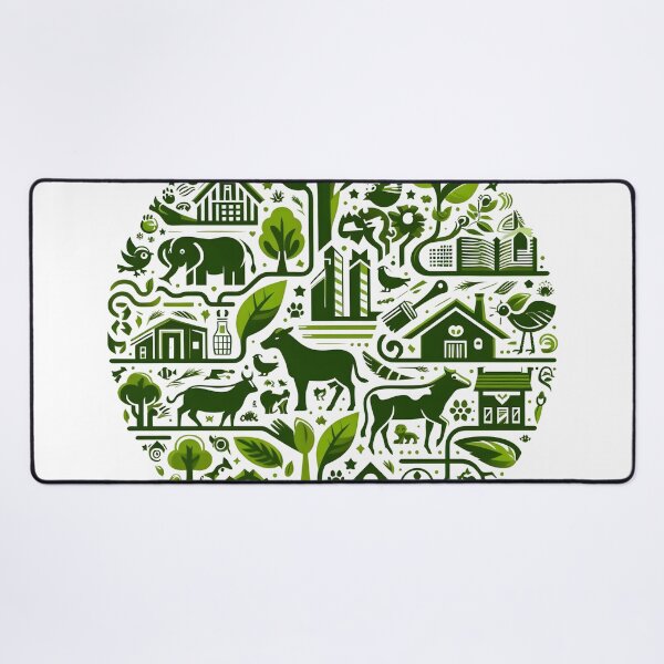 Item preview, Eco-Friendly Green Life Illustration with Nature and Farm Icons. designed and sold by The-T-In-Retro.