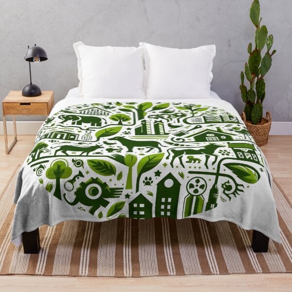 Item preview, Eco-Friendly Green Life Illustration with Nature and Farm Icons. designed and sold by The-T-In-Retro.