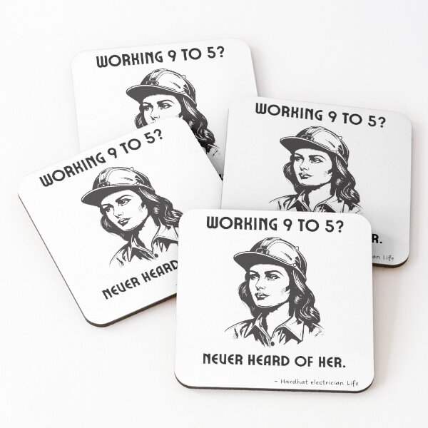 Item preview,  Working 9 to 5? Never Heard of Her | Hardhat Electrician Funny Quote || Retro Female Tradeswoman designed and sold by CrunchyGoats.