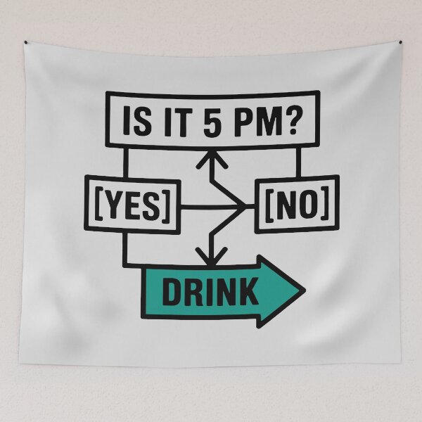 Item preview, Minimalist Humor Flowchart: When Every Answer Means Drink designed and sold by SplashTastic.