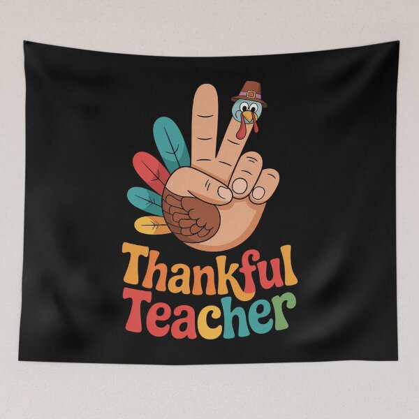 Item preview, Thankful Teacher Thanksgiving Turkey Peace Hand designed and sold by Sea4Adventures.