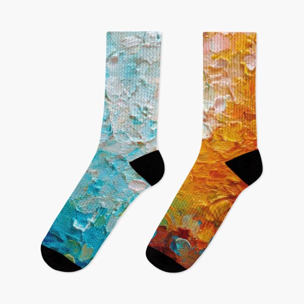 Item preview, Hot Tide Bold Rainbow Colorful Deep Turquoise Aqua Orange Yellow Ombre Waves Abstract Acrylic Painting designed and sold by GrinGalore.