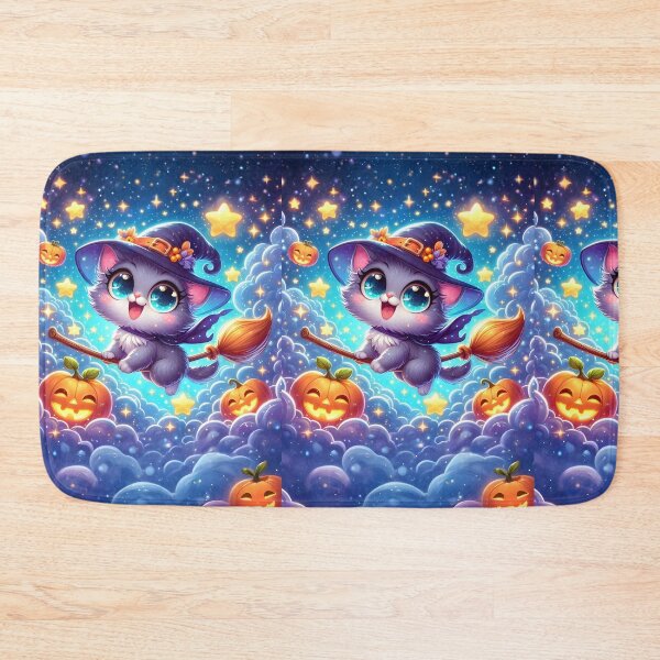 Item preview, Adorable Cat Riding a Witch Broom in The Starry Sky No.1 designed and sold by DreamagineArtDesign.