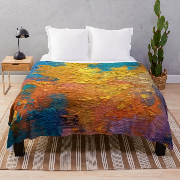 Item preview, Singularity Bold Rainbow Colorful Deep Turquoise Aqua Orange Yellow Ombre Waves Abstract Acrylic Painting designed and sold by GrinGalore.