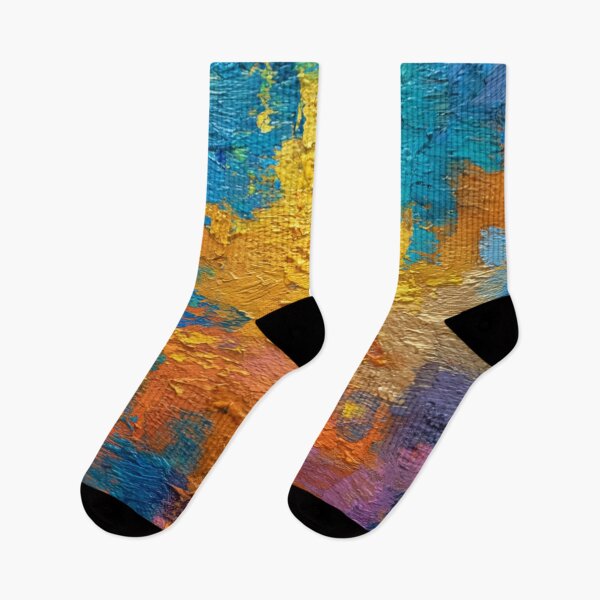 Item preview, Singularity Bold Rainbow Colorful Deep Turquoise Aqua Orange Yellow Ombre Waves Abstract Acrylic Painting designed and sold by GrinGalore.