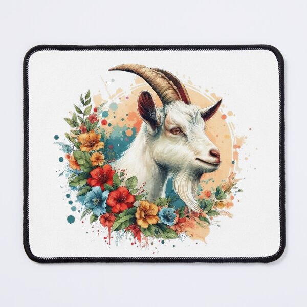 Item preview, A goat with various leaves and colorful flowers designed and sold by Marcoshop10.