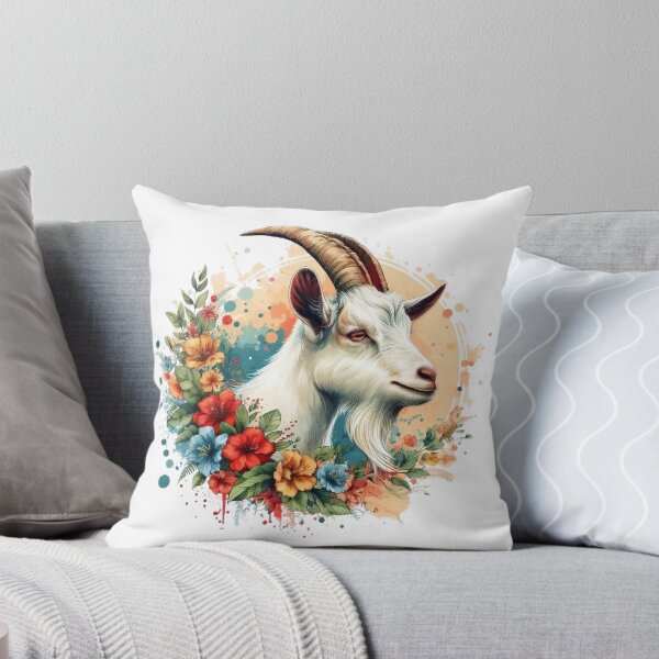 Item preview, A goat with various leaves and colorful flowers designed and sold by Marcoshop10.