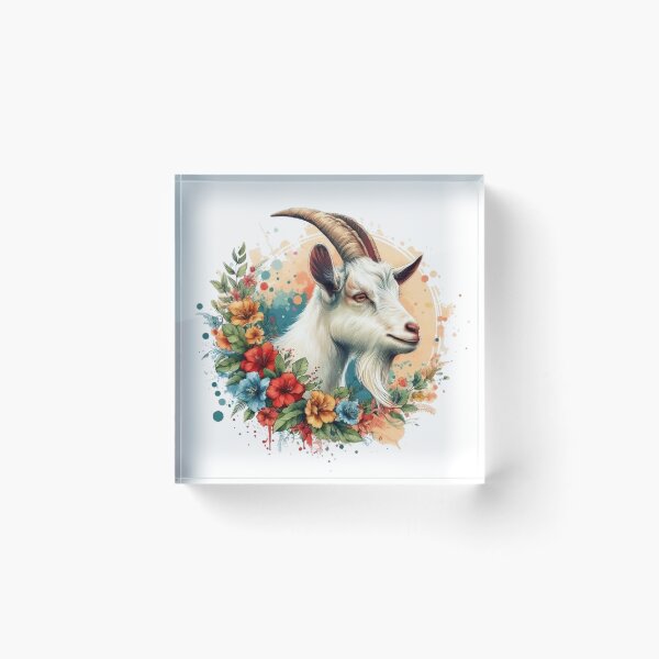 Item preview, A goat with various leaves and colorful flowers designed and sold by Marcoshop10.
