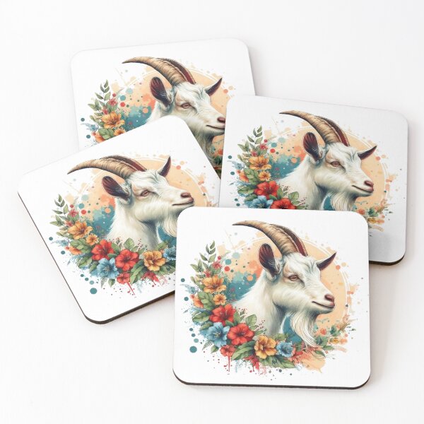 Item preview, A goat with various leaves and colorful flowers designed and sold by Marcoshop10.