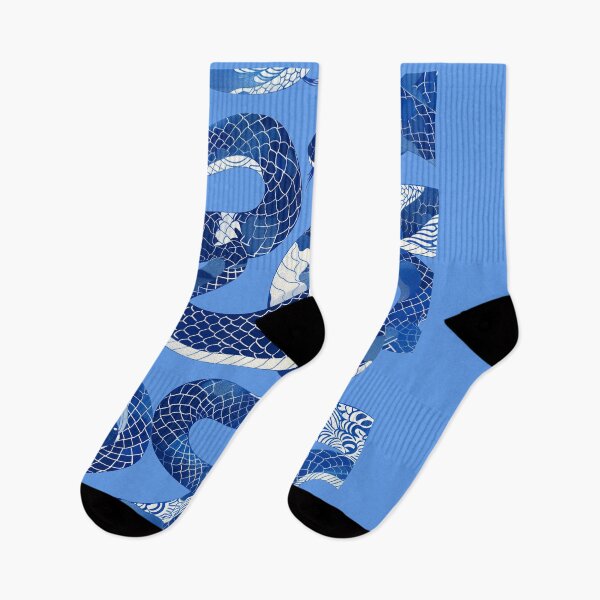 Item preview, Blue Serpent Flow – Japanese Kyoto Pattern Snake Design designed and sold by averagejoekster.