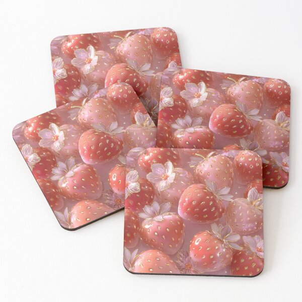 Item preview, Rose-Gold Strawberry Pattern – Strawberry Pink Pastel Couture Design designed and sold by PrettyB888.