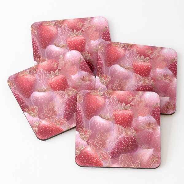 Item preview, Luxurious Rose-Gold Strawberry Pattern – Strawberry Pink Pastel Design designed and sold by PrettyB888.