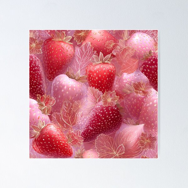 Item preview, Luxurious Rose-Gold Strawberry Pattern – Strawberry Pink Pastel Design designed and sold by PrettyB888.