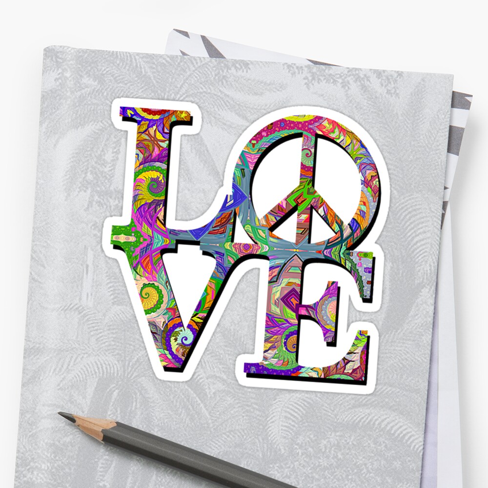 Psychedelic Love And Peace Sticker By Stillmeadow Redbubble