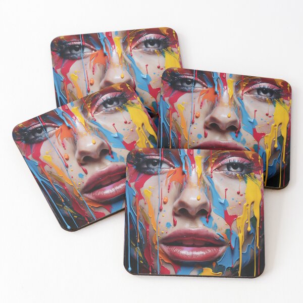 Item preview, Ethereal Beauty Drip Art – Vibrant Female Portrait Print designed and sold by callicoartshop.