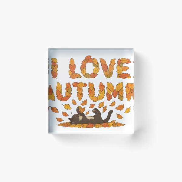 Item preview, I Love Autumn – Playful Cat & Falling Leaves designed and sold by EchoDimension.