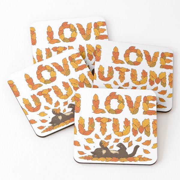 Item preview, I Love Autumn – Playful Cat & Falling Leaves designed and sold by EchoDimension.