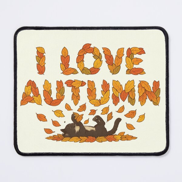 Item preview, I Love Autumn – Playful Cat & Falling Leaves designed and sold by EchoDimension.