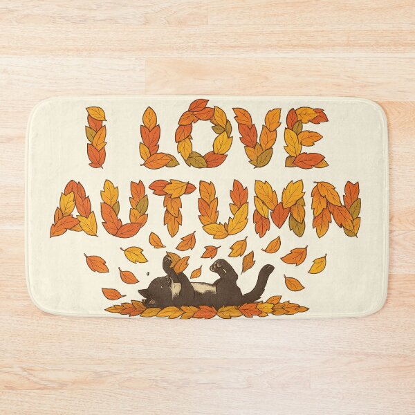 Item preview, I Love Autumn – Playful Cat & Falling Leaves designed and sold by EchoDimension.