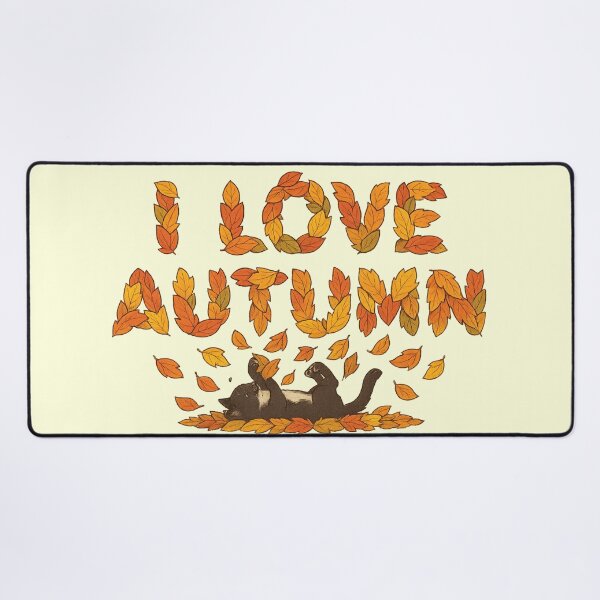Item preview, I Love Autumn – Playful Cat & Falling Leaves designed and sold by EchoDimension.