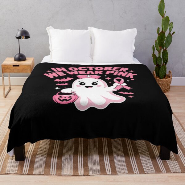 Item preview, In October We Wear Pink Nurse Ghost Halloween 2025 designed and sold by Mateusz Majcherek.