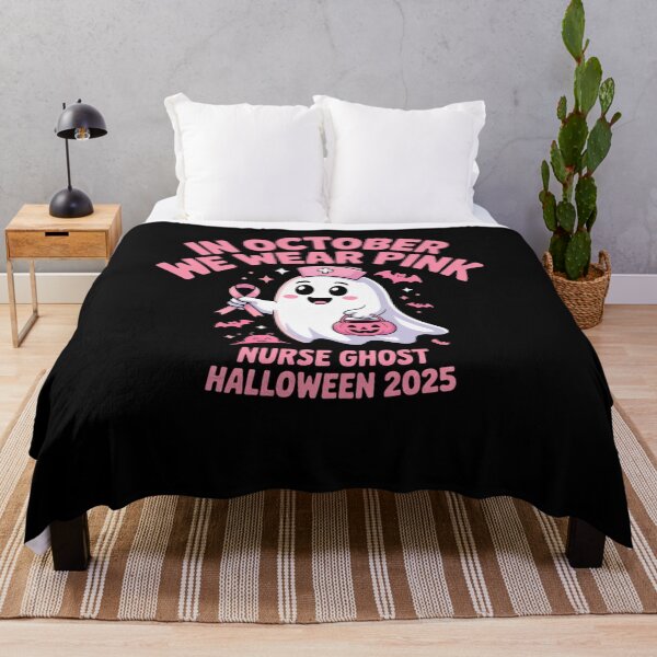 Item preview, In October We Wear Pink Nurse Ghost Halloween 2025 designed and sold by Mateusz Majcherek.