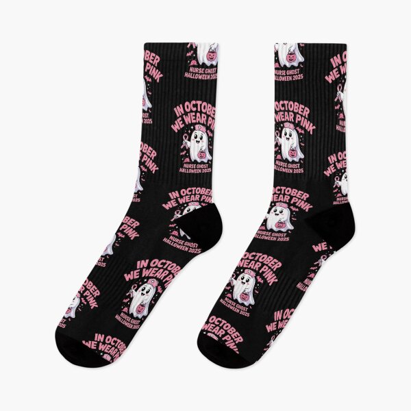 Item preview, In October We Wear Pink Nurse Ghost Halloween 2025 designed and sold by Mateusz Majcherek.