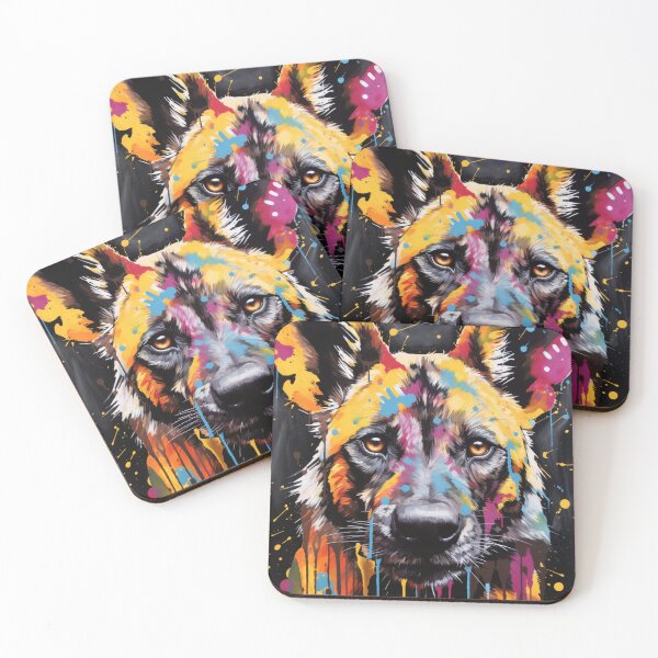 Item preview, Wild Dog Drip Art – Impresión vibrante de retrato canino | Wild Dog Reverie designed and sold by callicoartshop.