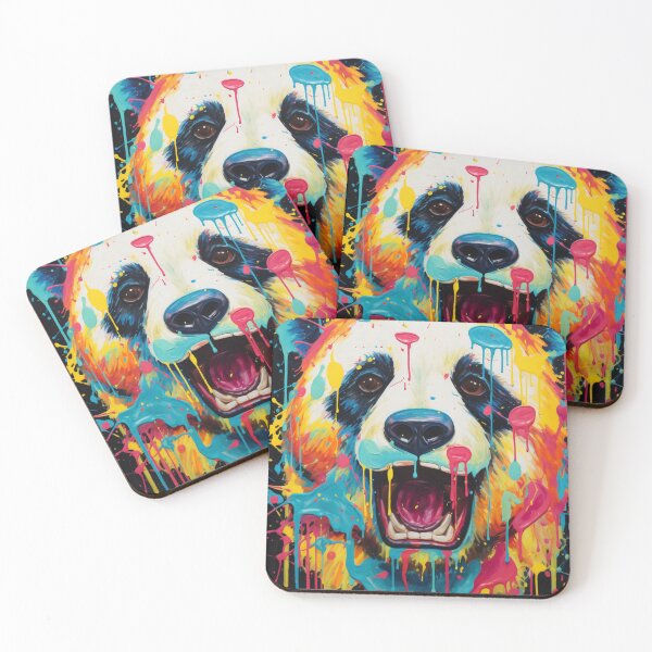 Item preview, Vivid Panda Drip Art – Colorful Panda Portrait Print | Panda Reverie designed and sold by callicoartshop.