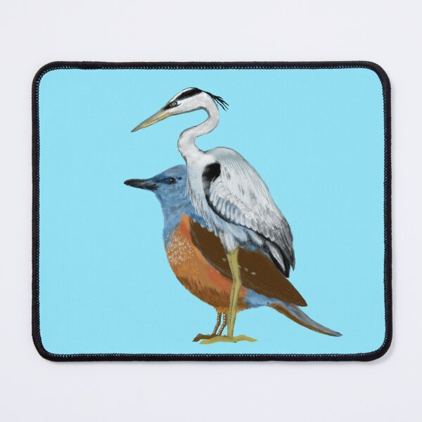 Item preview, A heron and a blue rock thrush designed and sold by greenPQBstudio.