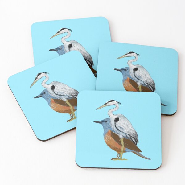 Item preview, A heron and a blue rock thrush designed and sold by greenPQBstudio.