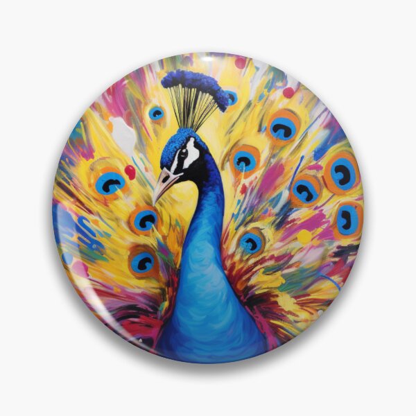 Item preview, Peacock Drip Art – Vibrant Peacock Symphony Print designed and sold by callicoartshop.