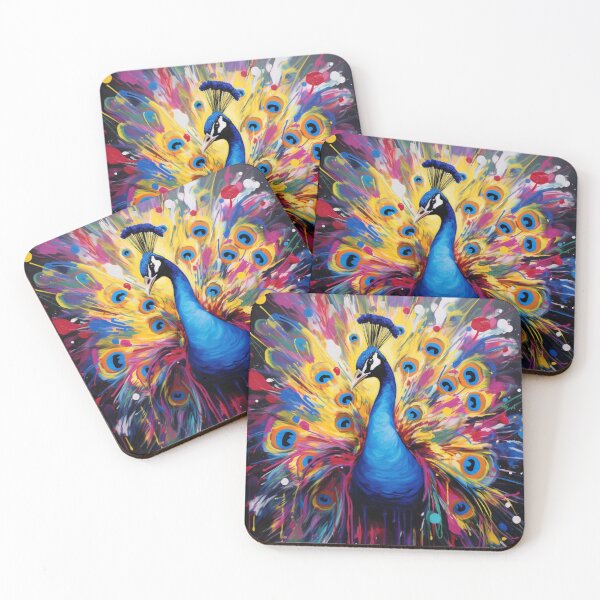 Item preview, Peacock Drip Art – Vibrant Peacock Symphony Print designed and sold by callicoartshop.
