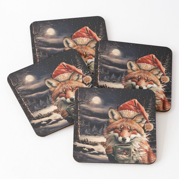 Item preview, Cozy Fox Drinking Hot Beverage in Winter | Vintage Aesthetic designed and sold by UnhingedBird.