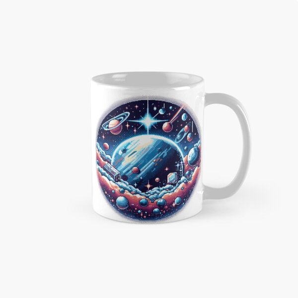 Item preview, Pixel Space Dreamland with Planets and Cosmic Cabins. designed and sold by The-T-In-Retro.