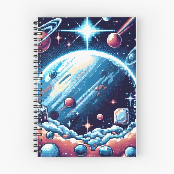 Item preview, Pixel Space Dreamland with Planets and Cosmic Cabins. designed and sold by The-T-In-Retro.