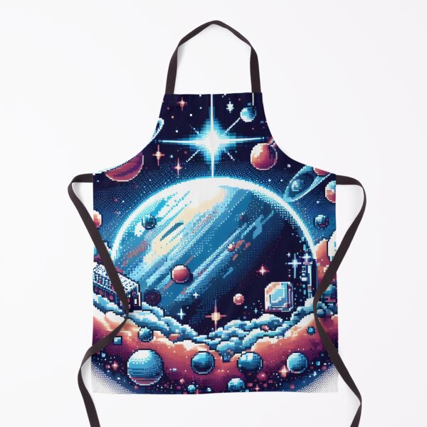 Item preview, Pixel Space Dreamland with Planets and Cosmic Cabins. designed and sold by The-T-In-Retro.