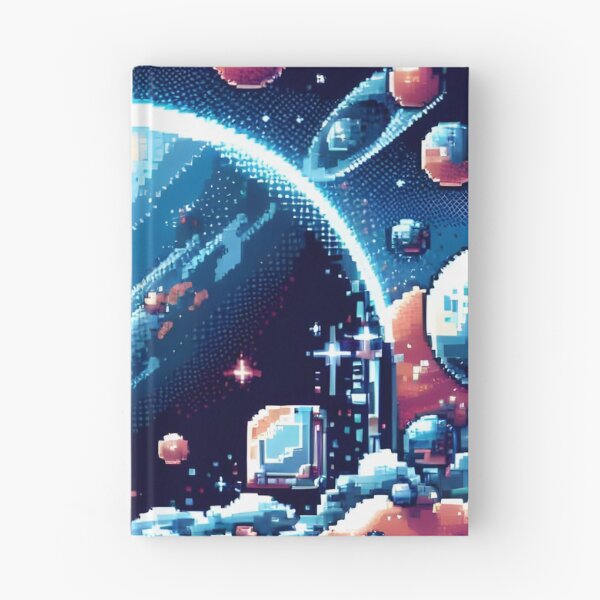 Item preview, Pixel Space Dreamland with Planets and Cosmic Cabins. designed and sold by The-T-In-Retro.