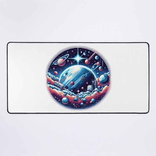 Item preview, Pixel Space Dreamland with Planets and Cosmic Cabins. designed and sold by The-T-In-Retro.
